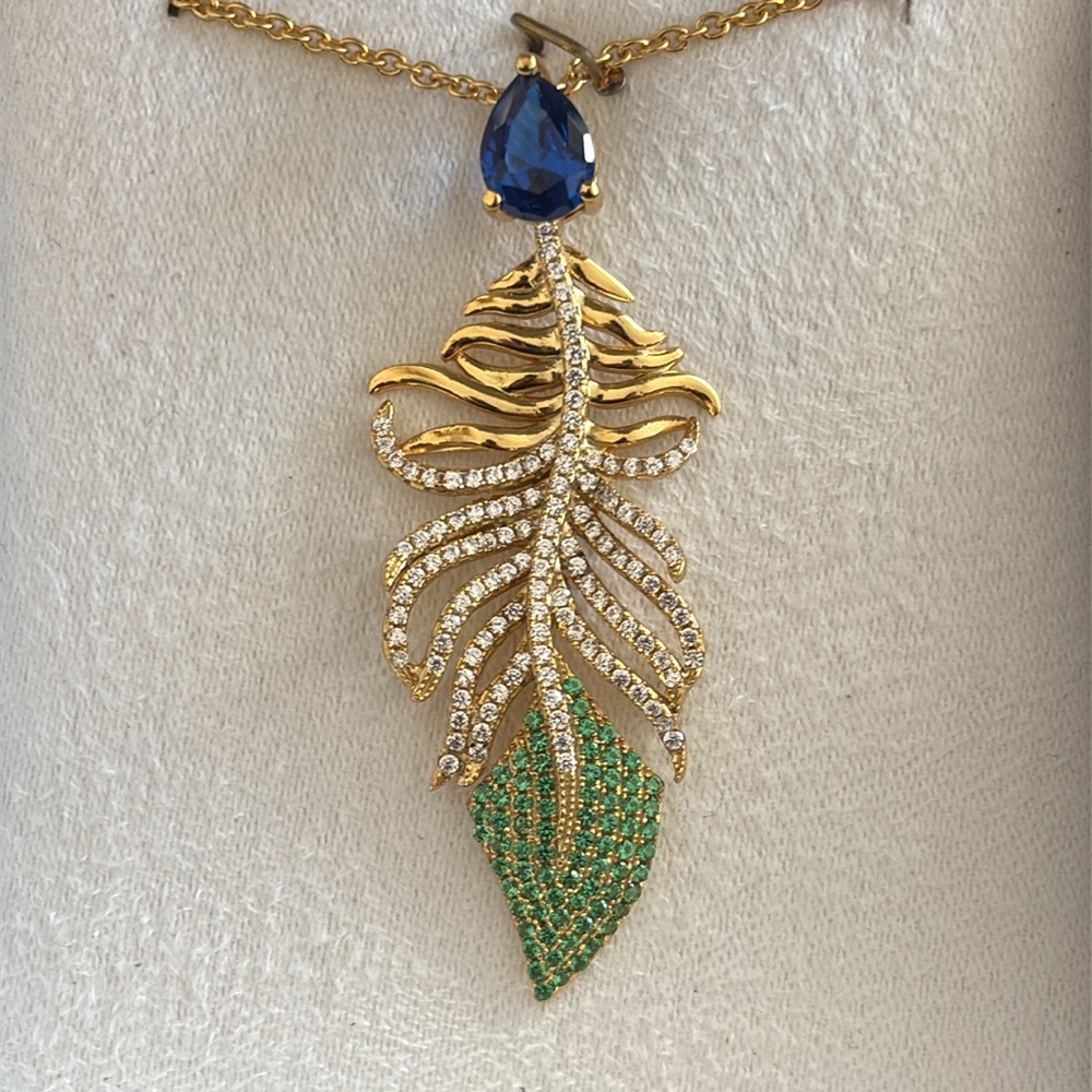 Daniel Steiger Peacock Feather Necklace